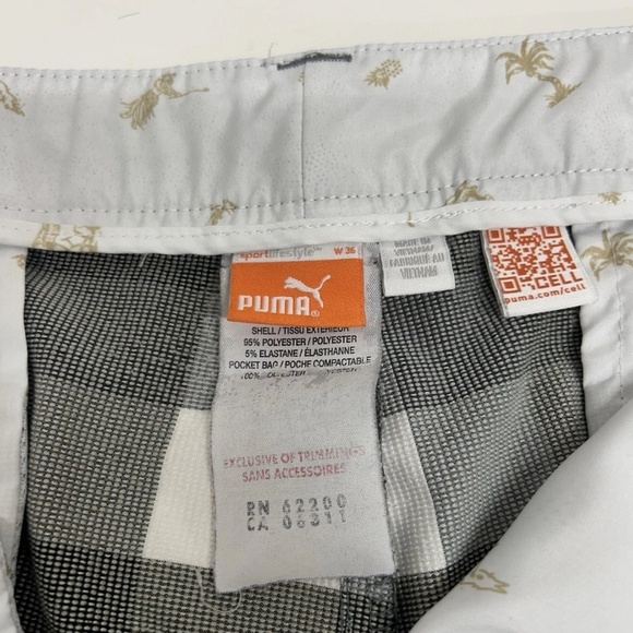 ➕Puma Shorts Men Plaid Grey Olive  36 Golf casual C1-018 - Picture 4 of 6